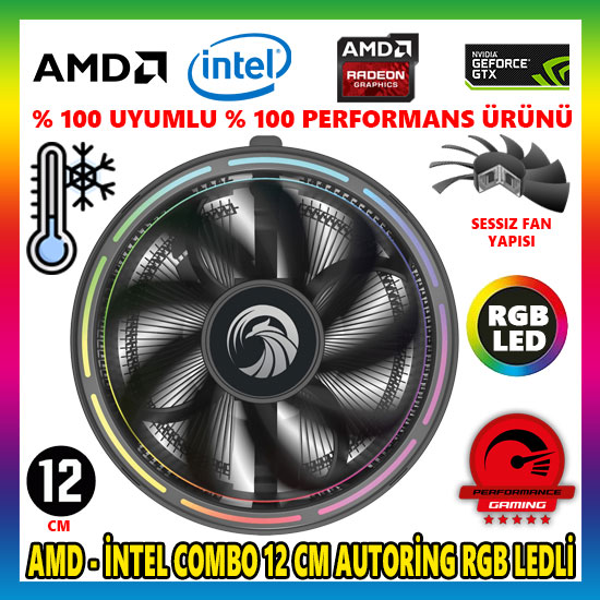 Zoko ICE-2 Auto RGB CPU işlemci Soğutucu Fan